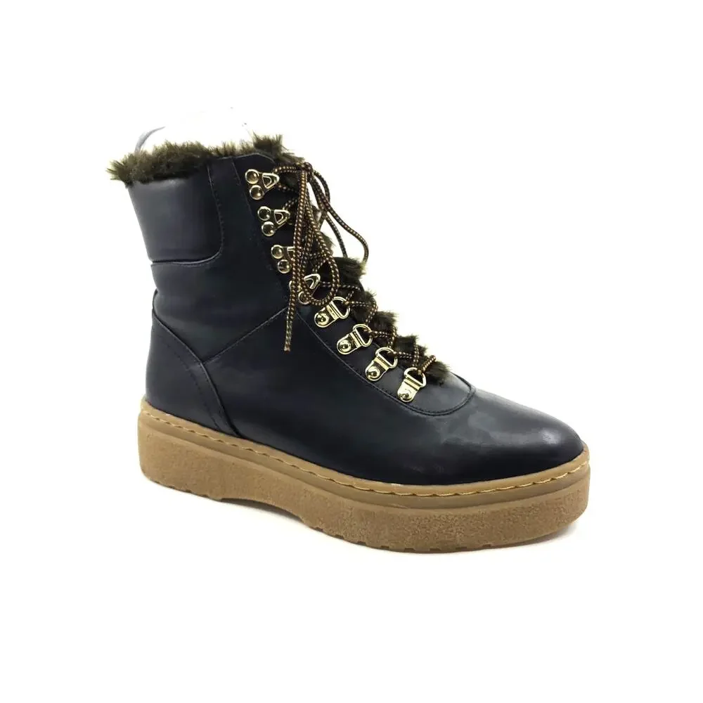 Zara Boots Platform‎ Black Laces Fur Lined EU 40 US 7
